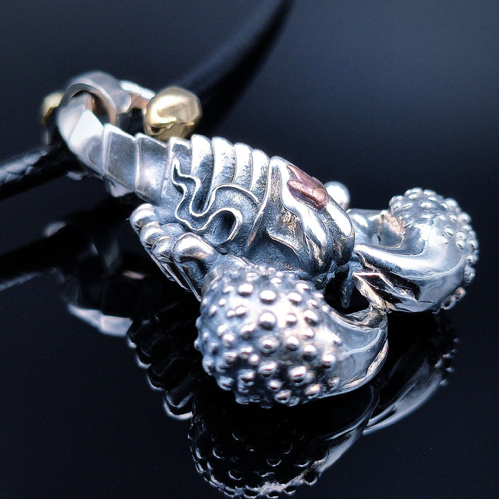 [1088] Retro Style Sterling Silver S925 Flame Scorpion Pendant Necklace - Taffu Craft Studio